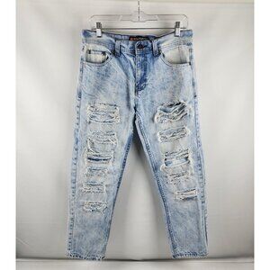 Southpole Jeans Mens 32x28 Blue Light Wash Straight Leg Distressed Denim